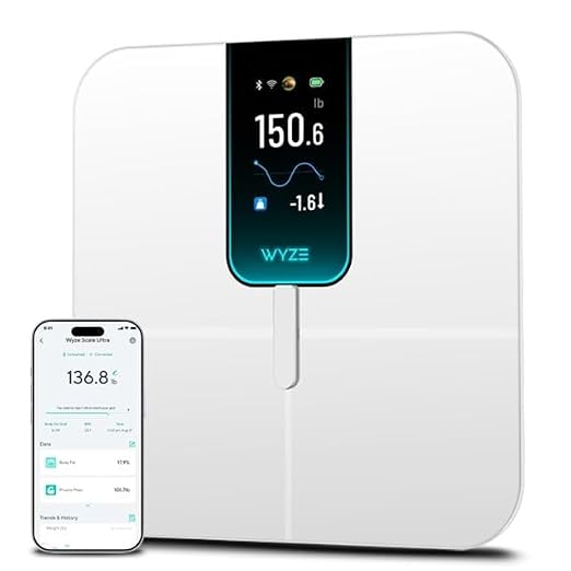 Wyze Smart Scale Ultra with 4.3" Color Display | Wi-Fi & Bluetooth Sync, Customizable Screen, Tracks 13 metrics, Heart Rate Tracking, Baby/Pet/Luggage Mode by WYZE