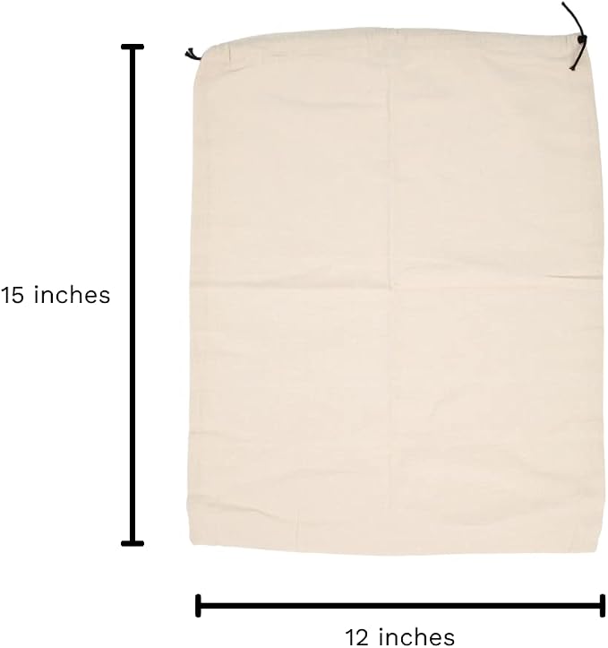 Muslin Cotton Storage Bags with Drawstring - Toy & Shoe Storage for Travel - Dust-proof, Lint-free (3 Small: 15"x12") - Image 6