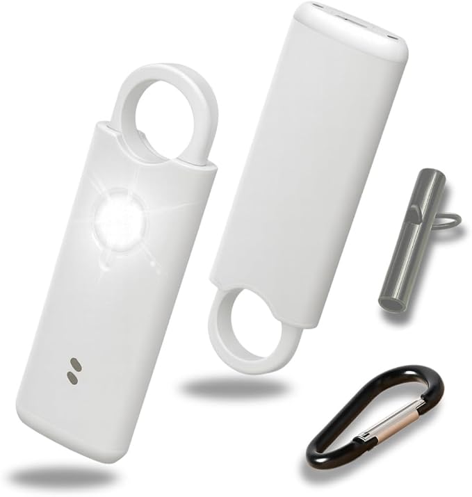 VOLTEK Metal Personal Alarm for Women (Silver) – 140dB Self Defense Safety Alarm Keychain, USB-C Rechargeable Emergency Alarm with Door & Window Sensor Mode by VOLTEK