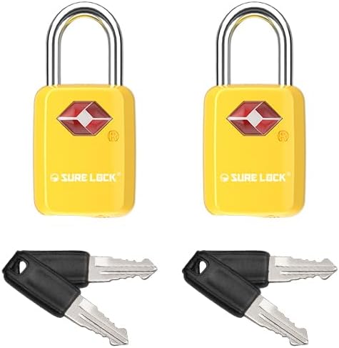 SURE LOCK Mini TSA Approved Keyed Luggage Lock – One Key Opens All, Fits Tight Zipper Gaps & Small Pull Holes, Compact Travel Lock for Suitcases, Backpacks & Handbags by Hopeyoucanstaysafe
