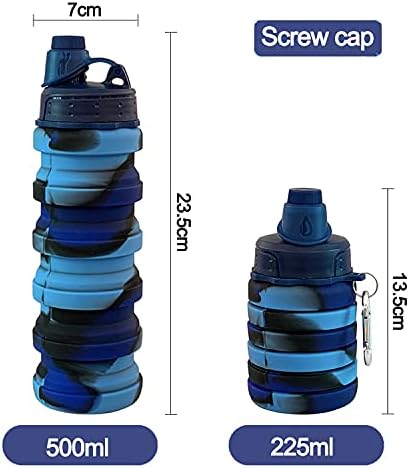 Collapsible Water Bottles 2 pack 500ML (Blue Camo +Yellow Camo) | Travel Water Bottle Portable Hiking Water Bottle with Leak proof Reusable BPA Free Silicone Water Bottles. - Image 2