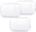 Clear Plastic Toiletry Bag Zippered Carry Pouch White Large 3 | TSA Approved, Portable Cosmetic Makeup Bag, For Vacation, Bathroom and Organizing by Homtable