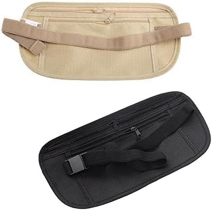 Upgraded Money Belt for Travel Hidden RFID Security Pouch Anti-Theft Passport Fanny Pack for Men & Women Present Gift money pouches for cash small travel money pouch under clothes for men Khaki - Image 2