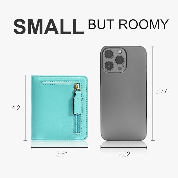 Gostwo Small Wallet for Women, Slim Bifold Credit Card Holder, Compact RFID Blocking Cash Wallet, Billfolds Thin Leather Zipper Pocket, Mini Wallet Gift for Ladies Teen Girls Travel with ID Window - Image 5