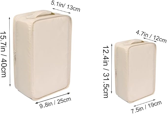 Travel Shoe Bags, Foldable Waterproof Shoe Pouches Organizer-Double Layer (2+2 Cream Shoe Bags) - Image 3