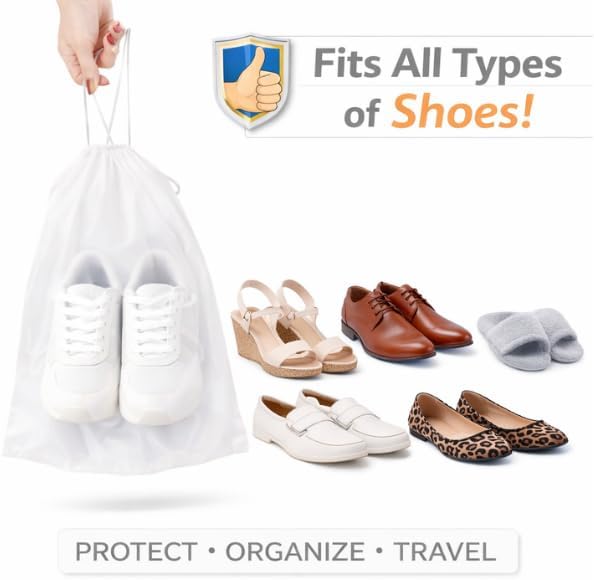 InfinitePack Large Transparent Shoe Bags for Travel, Portable Shoe Bags, Shoes Pouch Storage Organizer with Drawstring for Men & Women aClear Window Shoes Pouch with Rope - Image 5