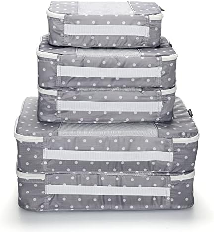 Travel Wise Packing Cubes for Travel - 5 Piece Set with Pattern Design, Lightweight Ripstop Nylon Luggage Organizers with Mesh Panel, Small Medium Large Sizes - Image 8