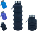 Collapsible Water Bottles 24oz, Odorless BPA-Free Silicone, Leak-Proof Foldable Reusable Bottle - Perfect for Travel Sports Gym Hiking Camping Cycling - Dark Gray by VadoWorld