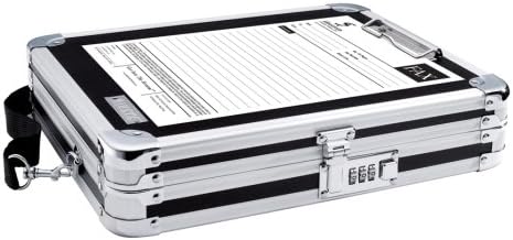 Vaultz Locking Metal Clipboard with Storage, Combination Lock, Black | Holds 8.5 x 11 letter-size paper or a tablet device in place, heavy-duty metal design with reinforced chrome steel corners - Image 4