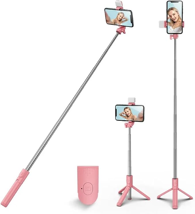 XIHAMA Selfie Stick Tripod with Light,3 in 1 Extendable Selfie Stick with Wireless Remote,Portable Phone Tripod Stand Compatible with iPhone 16 15 14,Samsung Smartphone and More by XIHAMA