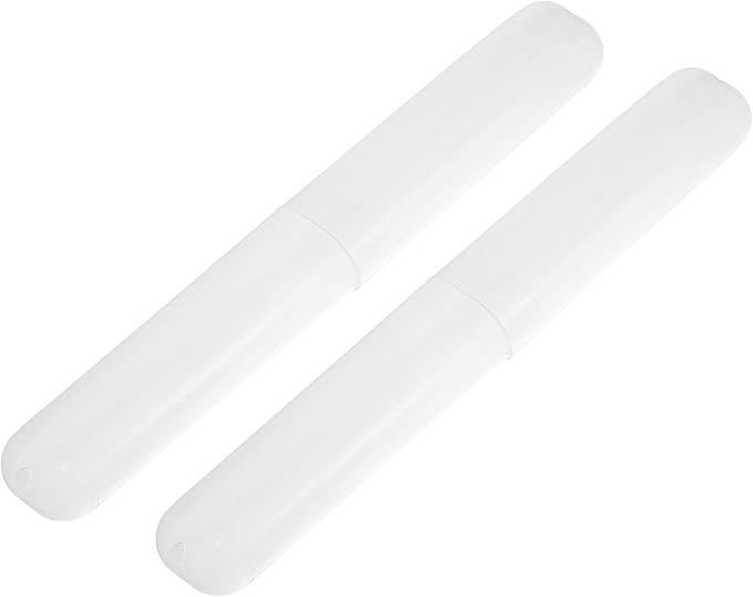 VOCOSTE 2Pcs Travel Toothbrush Case, White | Moisture-Proof Keeps Brush Fresh, Compact for Tight Bags, 2-Pack for Sharing, Essential for Couples by VOCOSTE