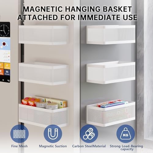 1 Pcs Magnetic Spice Rack For Refrigerator, Black, 13.8''L*5.1''W*3.9''H | Strong Magnetic, 16.5-Lb Load, Hanging Shelf, Wall Mount, Kitchen Gadgets Shelves, Magnet Organization - Image 4