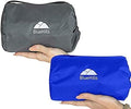 BlueHills Premium Soft Compact Travel Blanket Value Pack Set of 2 - Airplane Flight Blanket Throw in Soft with Luggage Belt Compact Pack Large Blanket for Travel Gray and Royal Blue Color by BlueHills