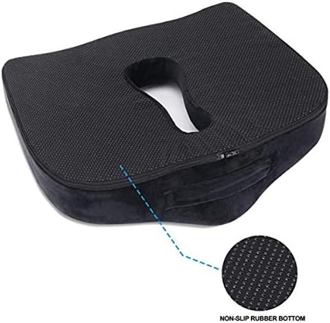 Memory Foam Lumbar Pillow and Seat Cushion Combo, Ergonomic, Orthopedic, Lower Back Support, Premium Washable Velvet Covers with Non-Slip Bottom, Ideal for Office Chairs and Car Seats (Black) - Image 5