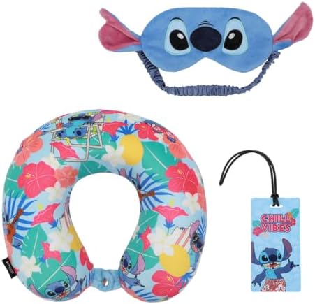 Lilo & Stitch kids Travel Set with Neck Pillow, Eye Mask, and Luggage Tag - Comfort and Style for Young Travelers! - Image 8