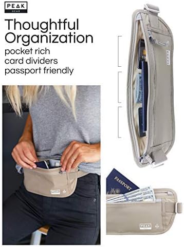 Peak Gear Travel Money Belt. Premium Quality Travel Wallet with RFID Blocking Fabric to Protect Credit Cards, Passports and Documents. Exclusive Theft Protection and 2 Recovery Tags | Beige - Image 3