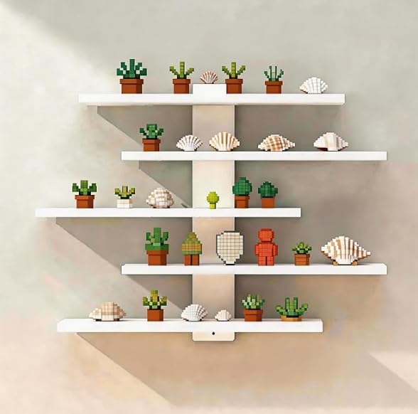 No Drill Wall Shelf, 5-Tier White Floating Shelves with Adhesive, Thickened 12mm PVC Board, Damage-Free Wall Mounted Organizer for Bathroom, Kitchen, Living Room, Bedroom(White) by Frawenleco