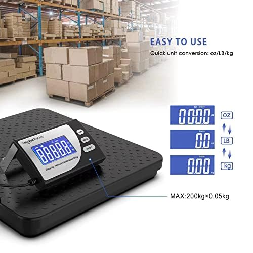 Amazon Basics Digital Shipping Postal Scale with Tare Function, Heavy Duty Weighing Platform, 660 lb Capacity, 1 Ounce Readability, Portable, Black - Image 2