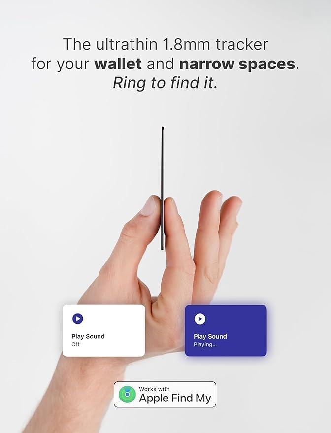 Rhinokey® Apple MFi Certified Wallet Tracker Card Works with Apple Find My | (iOS Only) Slim 0.07in Rechargeable IP68 Waterproof Tracker Item Finder Credit Card Tracker with Keychain Hole for Luggage - Image 3