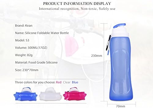 Omana 500ml Collapsible Water Bottle BPA Free Silicone Foldable Portable Leakproof Water Bottle for Outdoor Cycling School Travel Gym Hiking Sports (Blue) - Image 4