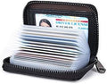 Genuine Leather Credit Card Holder Wallet RFID Blocking Secure Card Case ID Case Organizer Zipper Wallet (A-Classic Black) by Unknown