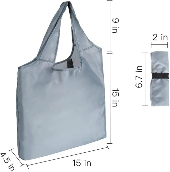 Aricsen 15x4.5x15 Inch Grey Reusable Shopping Bags with Handles, 20 Pack | Polyster Fabric Cloth Grocery Bags, Foldable Pocket Tote, Xlarge, Durable, Machine Washable, for grocery, storage, gifts - Image 3