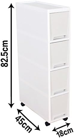 Narrow Slim Rolling Storage Cart and Organizer, 7.1 inches Kitchen Storage Cabinet Beside Fridge Small Plastic Rolling Shelf with Drawers for Bathroom - Image 3