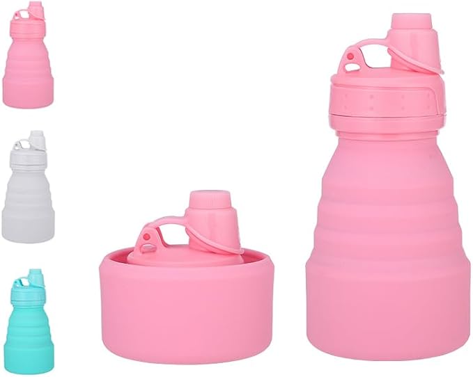 Collapsible Water Bottles 17oz, BPA-Free Silicone, Leak-Proof Foldable Reusable Bottle - Perfect for Travel Sports Gym Hiking Camping Cycling for men and women by VadoWorld