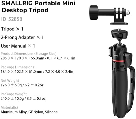 SMALLRIG Small Camera Tripod Selfie Stick, Extendable 8"-15" Mini Handheld Carabiner Tripod with Mantis Hook, 360° Ball Head, Cold Shoe Mount, 1/4"-20 Screw for DSLR, Adapter for DJI, for GoPro - 5285 | Carabiner with Mantis Hook, 360° Ball Head, Cold ... - Image 9