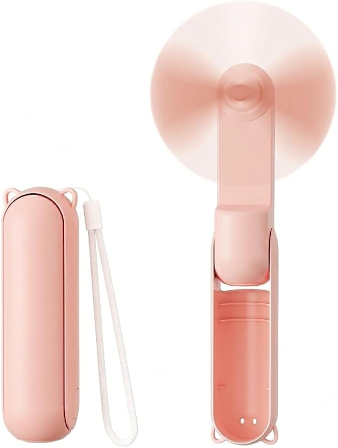 Portable Fan, Mini Handheld Fan with Power Bank, Cute USB Rechargeable Pocket Fan, Foldable Small Cooling Fan with LED Light, Personal Travel Fan,Summer,Beach Essentials,Summer Gift for Women by Morelax