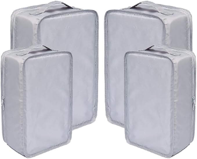 Travel Shoe Bags, Foldable Waterproof Shoe Pouches Organizer-Double Layer (2+2 Grey Shoebags) by JJ+POWER