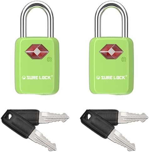 SURE LOCK Mini TSA Approved Keyed Luggage Lock – One Key Opens All, Fits Tight Zipper Gaps & Small Pull Holes, Compact Travel Lock for Suitcases, Backpacks & Handbags by Hopeyoucanstaysafe