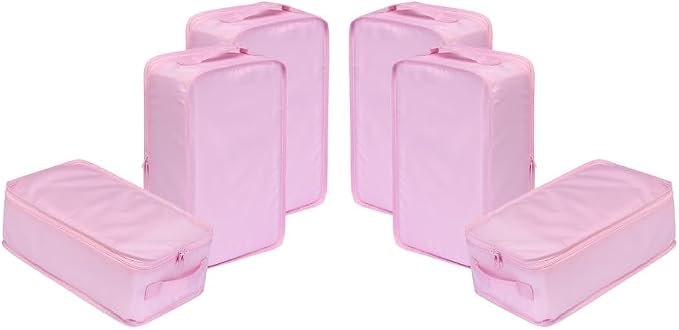 Travel Shoe Bags, Foldable Waterproof Shoe Pouches Organizer-Double Layer (6 Pink Shoe Bags) by JJ+POWER