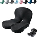 Orthopedic Cushion,Ergonomic Memory Foam L-Shaped Integrated Seat Cushions with Adjustable Strap,Ultra Breathable Non-Slip Design for Office Chair,Car,Wheelchair (Black) by Unknown