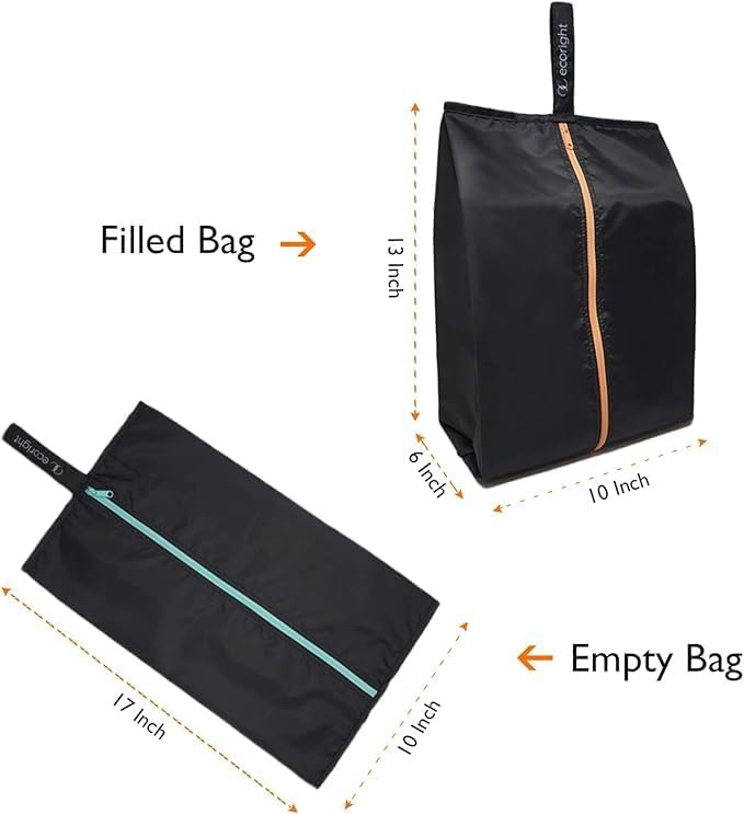 Ecoright Shoe Bags for Travel, Set of 2, 100% Recycled Water-Resistant Zipper Pouch Bags, Shoe Bags for Storage, Travel Essentials for Men & Women - Image 3