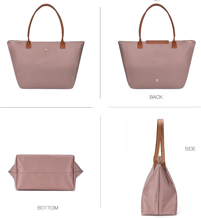 Nylon Tote Bag for Women, Shoulder Foldable Tote with Zipper | GM LIKKIE Large Capacity Waterproof Travel Work Top-handle Everyday Purse, Lightweight Weekend Hobo Handbag - Image 4