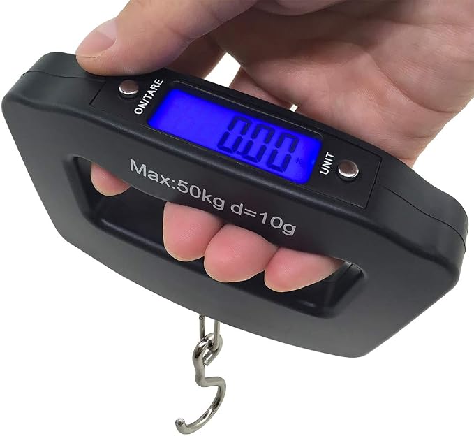 AFUNTA 50Kg 10g Luggage Weight Scale, LCD Luggage Scale Travel Digital, Fish Scale, Home Electronic Portable Hanging Weight Hook Travel Luggage Scale by AFUNTA
