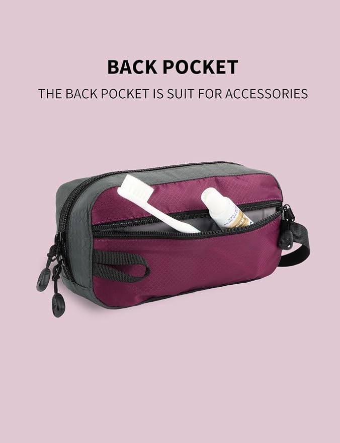 GOX Travel Small Toiletry Bag for Men Nylon Dopp Kit Medicine Bag Travel Organizer Pouch Shave Kits for Teens Toiletry Essentials Bathroom Compact Purple 7.9 * 3.7 * 2 Inches - Image 4