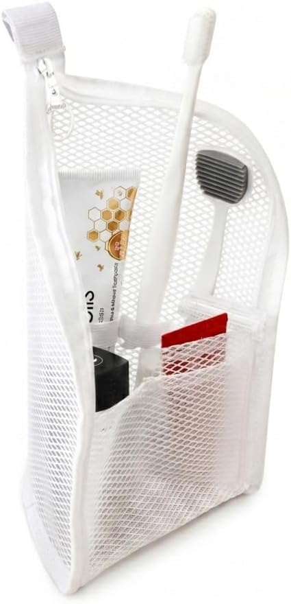 Standing Toiletry Bag for Travel & Gym – Lightweight Waterproof Travel Makeup Bag Organizer, Self-Standing Portable Toiletry Pouch for Weekend Trips Business Daily Use,White - Image 2