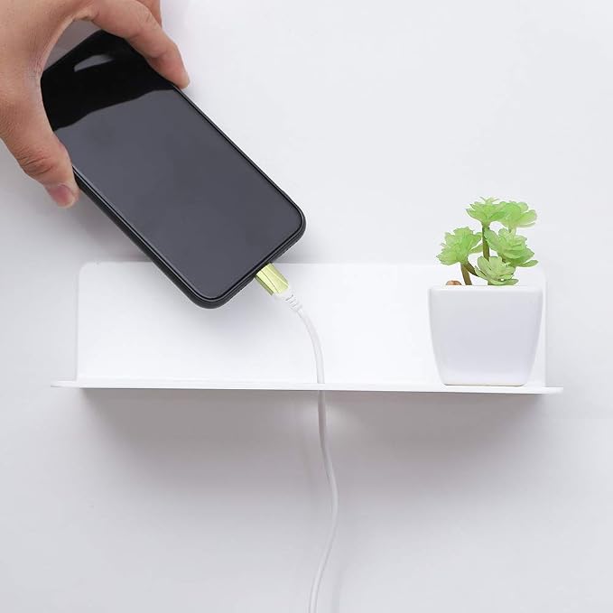 9 Inch Acrylic Floating Shelves Set of 4,Small Wall Display Shelf for Bluetooth Speakers/Security Cameras/Nintendo Switch/Action Figures,Damage-Free Wall Shelves Stick-On Shelf,White - Image 4
