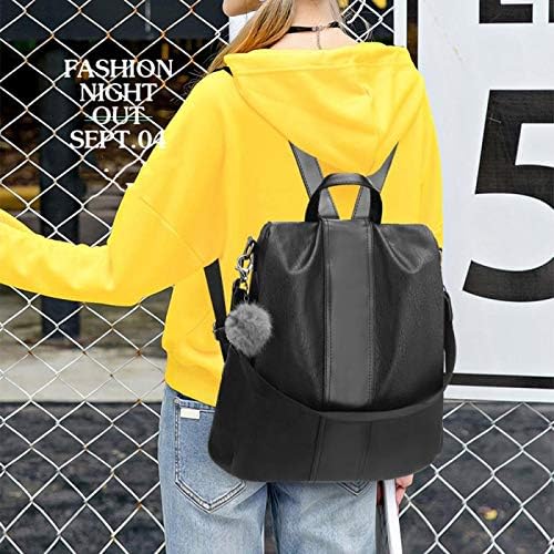 Women Backpack Purses PU Leather Anti-theft Rucksack Waterproof Daypack Casual Shoulder Satchel Bag (Black) - Image 5
