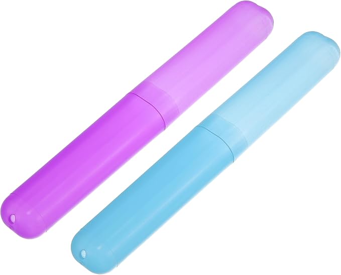 VOCOSTE 2Pcs Travel Toothbrush Case, Purple&Blue | Moisture-Proof Keeps Brush Fresh, Compact for Tight Bags, 2-Pack for Sharing, Essential for Couples by VOCOSTE