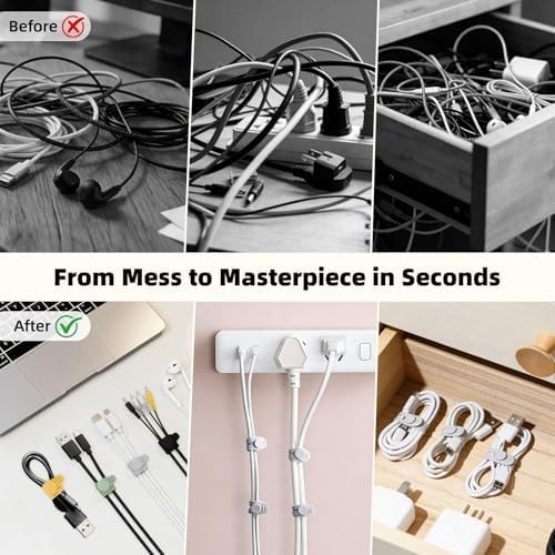 56Pcs Silicone Cable Ties Reusable, Multipurpose Cable Management Organizer, Adjustable Fastening Cable Straps with Locking Buckles, High Elasticity Cord Organizer, Travel Essentials - Image 8