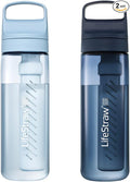 LifeStraw Go Series Water Bottle, Icelandic Blue and Aegean Sea, 22 oz, 2PK | BPA-Free Water Filter Bottle for Travel and Everyday Use Removes Bacteria, Parasites and Microplastics, Improves Taste by LifeStraw