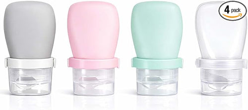 1 oz Silicone Travel Bottles, Leakproof Squeeze Bottle Mini Travel Size Container for Toiletries Lotion Shampoo and Conditioner Liquid Salad Dressing to go Condiment, TSA Approved, 4 Pack by WXOIEOD
