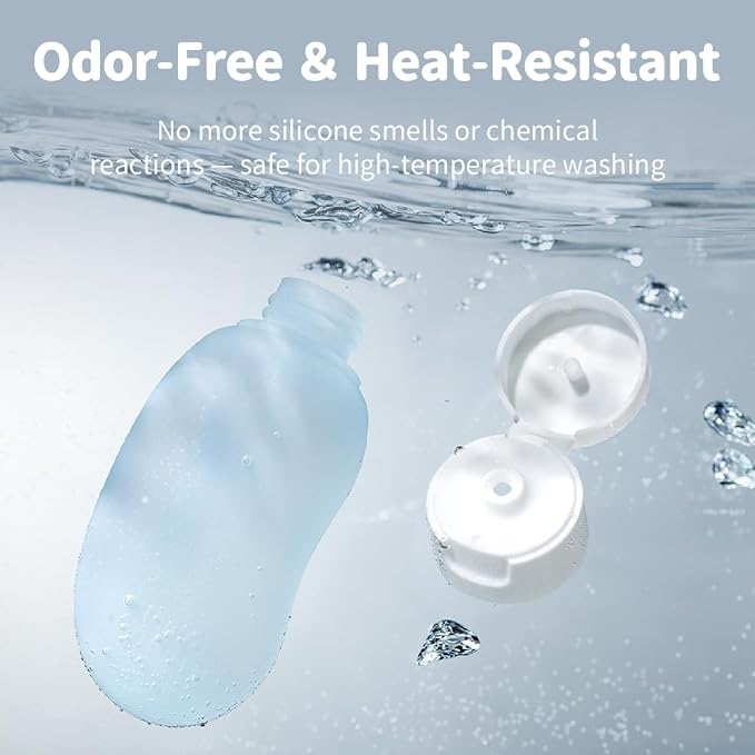 Silicone Travel Bottles, TSA Approved Travel Size for Toiletry 2oz | Ergonomic Grip, Leak-Proof, Refillable, Compact and Portable, Sets with Labels, Suitable for Toiletries, Kidney-Shaped - Image 4
