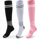 Compression Socks for Women - 15-20mmHg Plus Size Knee High Graduated Support (3 Pairs) - Breathable Striped Socks for Running, Athletics, Travel & Pregnancy by Unknown