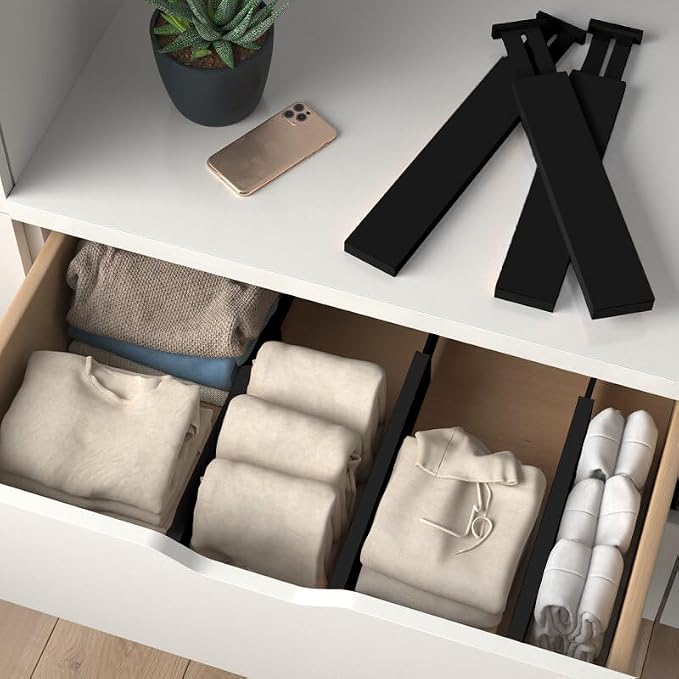 6-Pack Drawer Dividers 2.6-Inch High Dresser Organizer 16 to 22 Inch, Black | Bamboo, Spring Loaded, No Tools Needed, Fits Wide Drawers for Socks, Clothes, Utensils, Bedroom, Bathroom, Kitchen, Office - Image 9