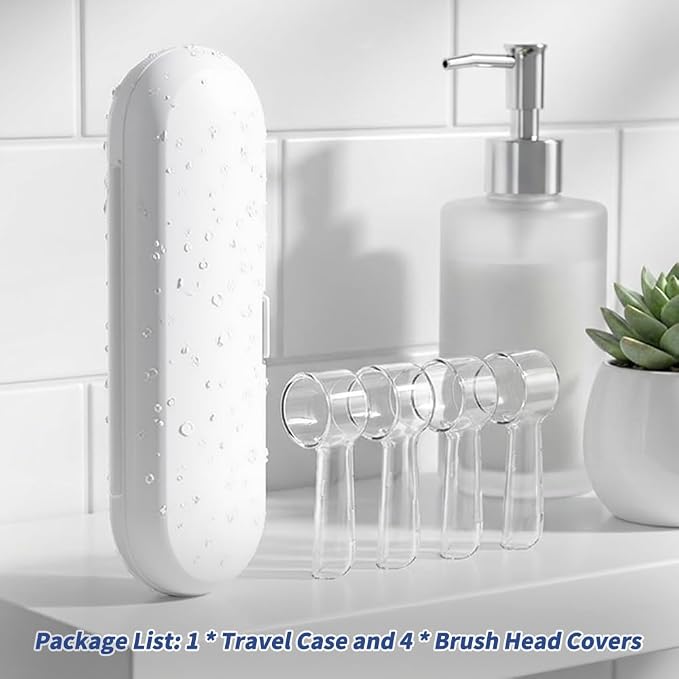 Electric Toothbrush Travel Case for Oral-B Toothbrushes - 4 Pcs Toothbrush Head Covers Compatible with Oral B Electric Toothbrush Heads (White) - Image 7