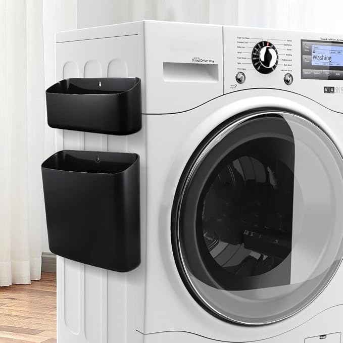 Picowe Magnetic Laundry Storage, Large Lint Holder Bin for Laundry Room, Space-Saving Trash Container Hanging on Dryer, Washer or Wall Mount Trash Bin (Black) - Image 3